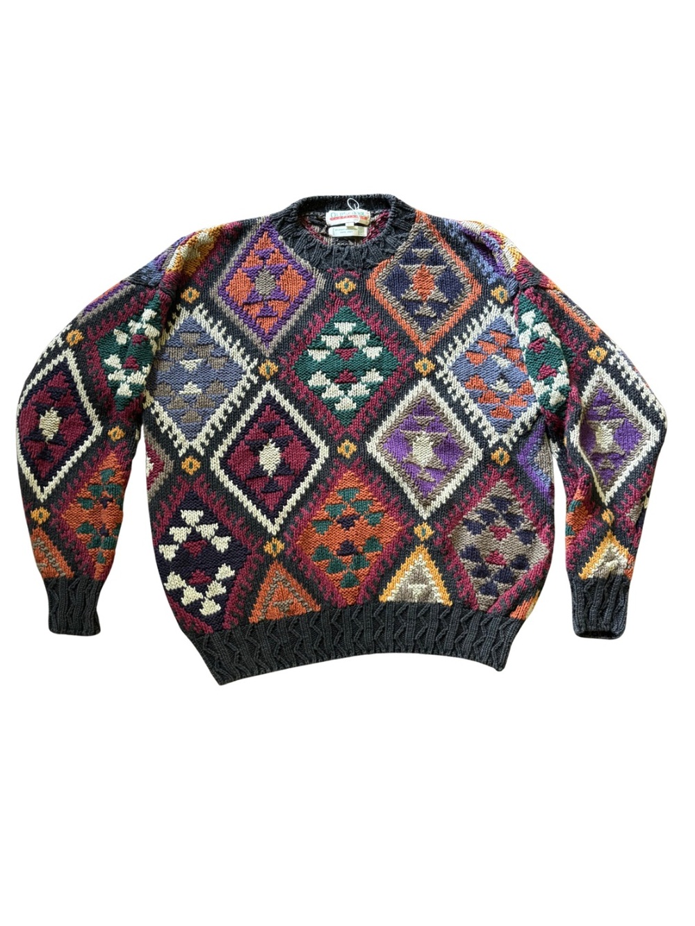 VINTAGE COLLECTOR’S DREAM SWEATER - Hand-Knit 90s Geometric - Size Large